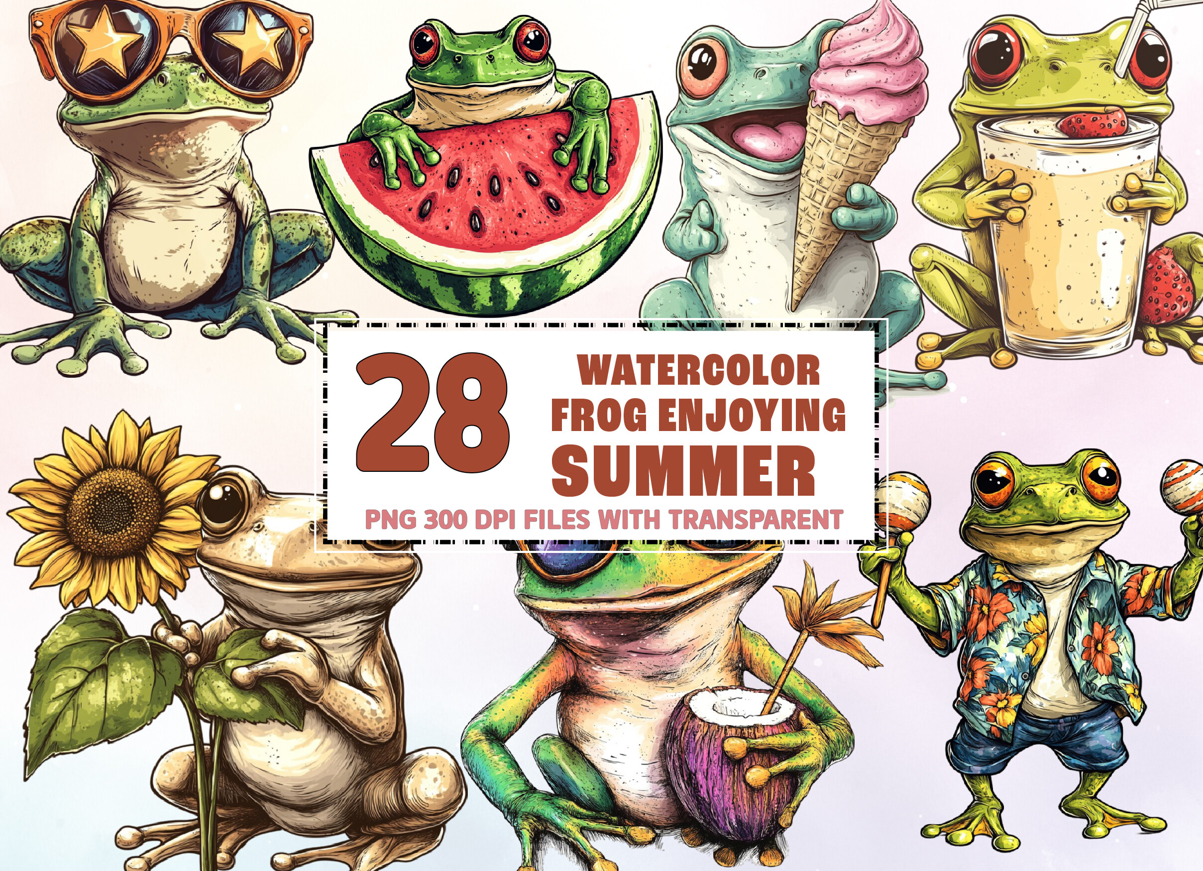 Frog Enjoying Summer Clipart Graphic by DreamArt · Creative Fabrica
