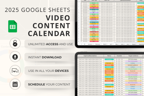 Google Sheets Video Content Calendar