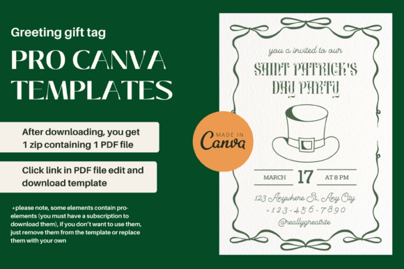 Patrick's Day Invitation Canva Temlate