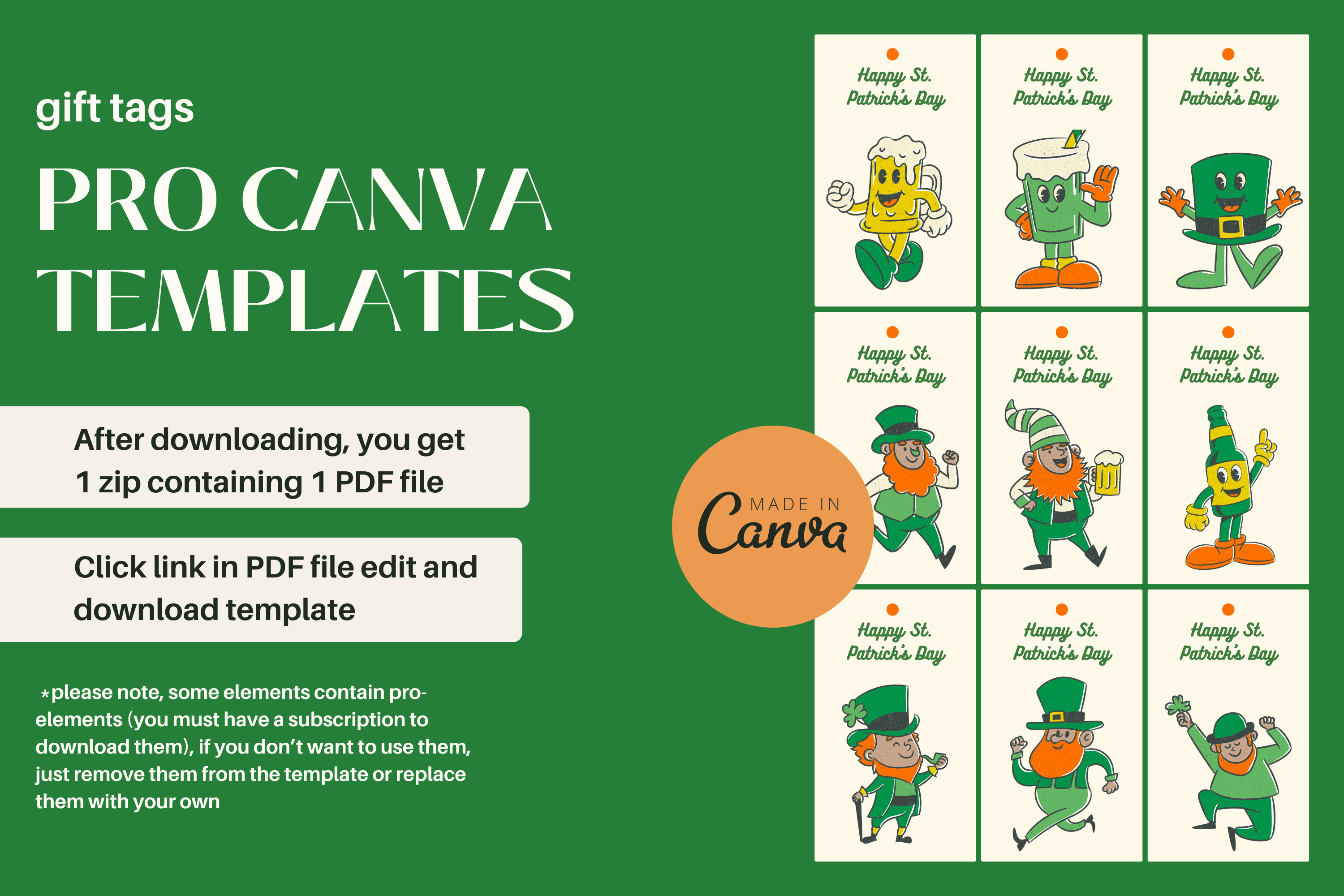 Patrick's Day Gift Tags Canva Template