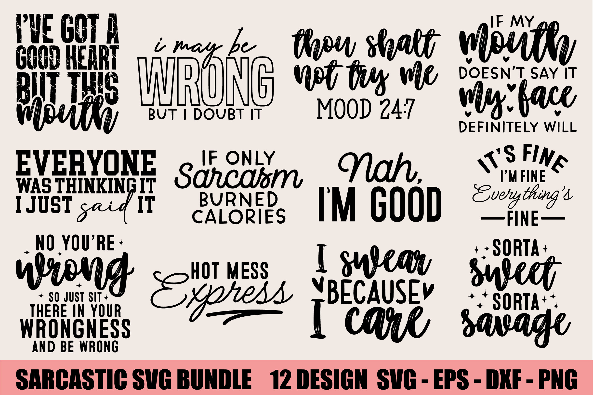 Sarcastic Quotes SVG Bundle, Funny SVG Graphic by designsquad8593 ...
