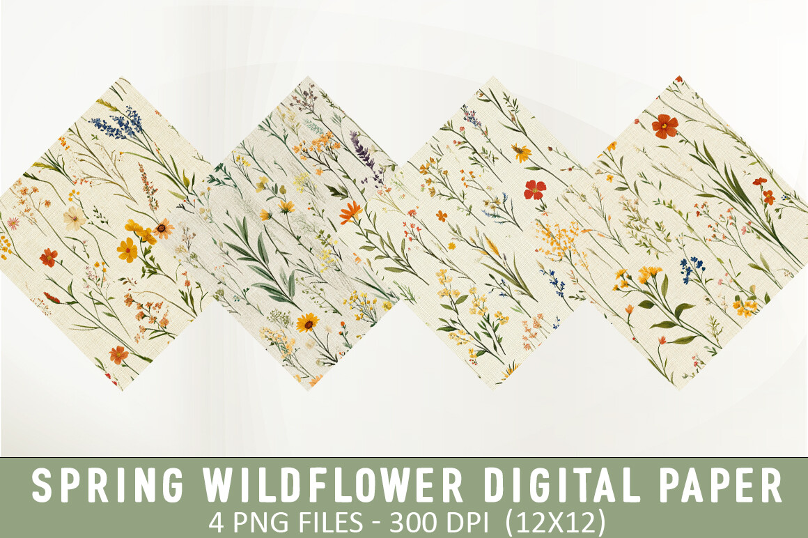 Spring Wildflower Digital Paper Graphic by Creative Art · Creative Fabrica