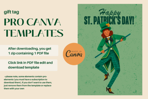 St. Patrick's Day Gift Tag Canva PRO