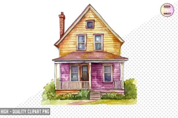 Watercolor House Clipart Design Graphic by SVG Print design · Creative ...