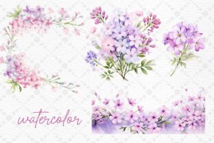 Watercolor Lilac Flowers Png Pink Flower Graphic by LeCoqDesign ...