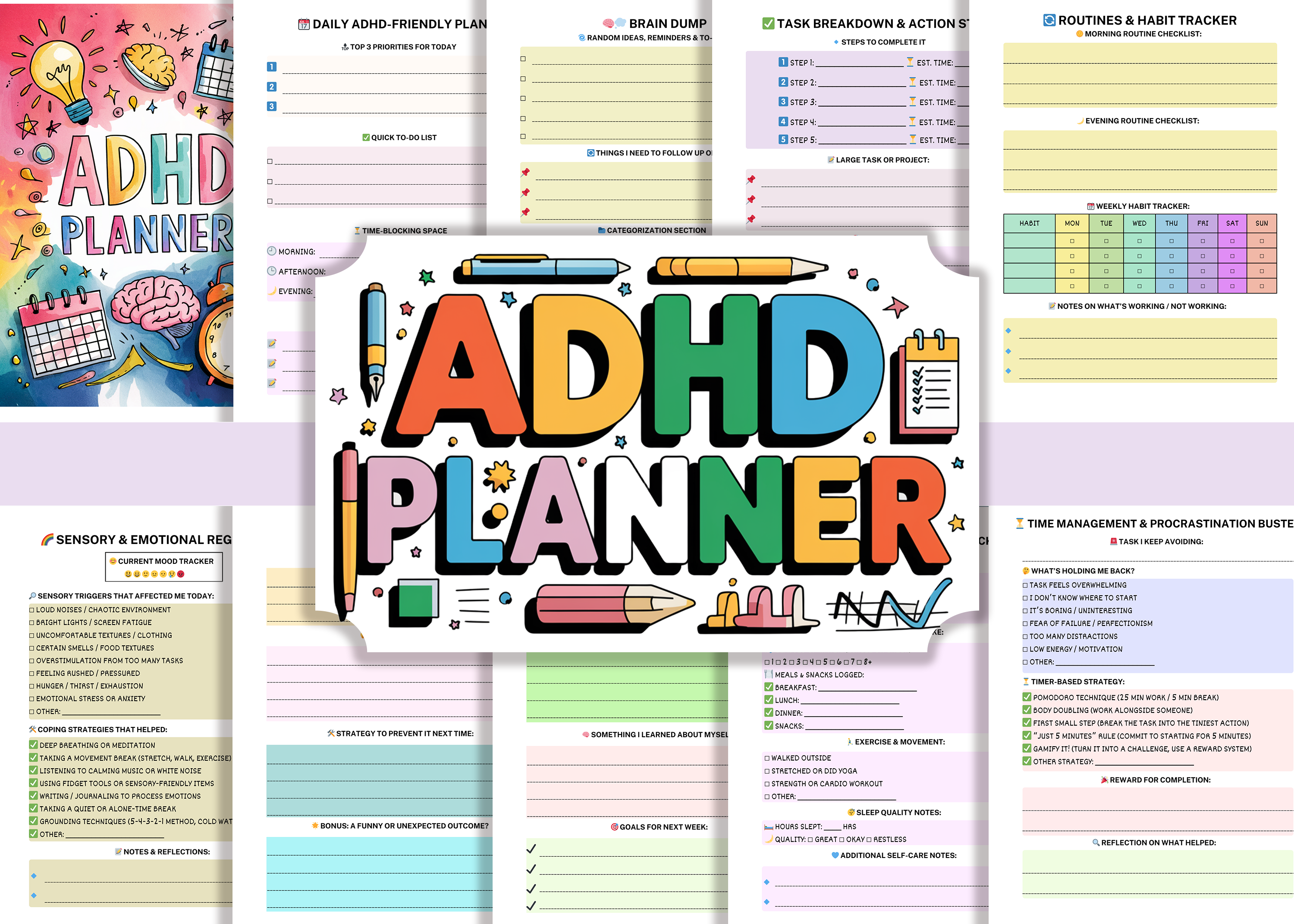 ADHD Planner - KDP Canva Template Graphic by KDP Studio · Creative Fabrica