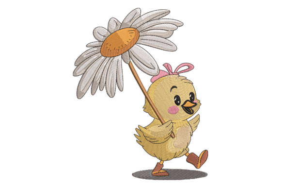 Adorable Chick with Daisy Umbrella