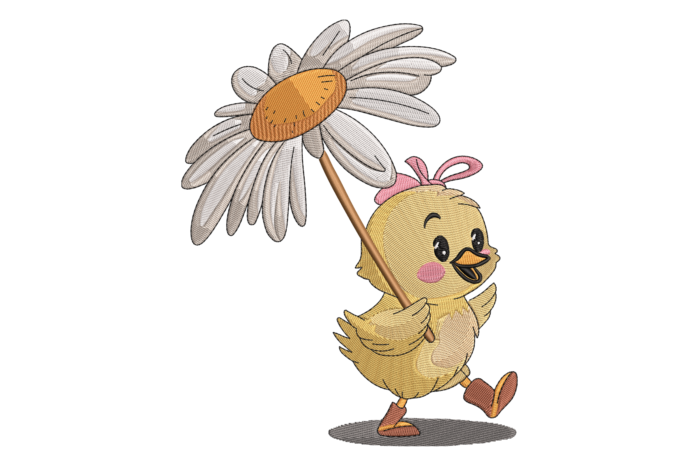 Adorable Chick with Daisy Umbrella