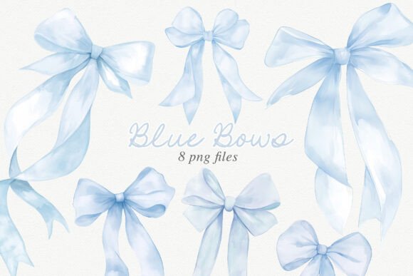 Blue Watercolor Bow Clipart