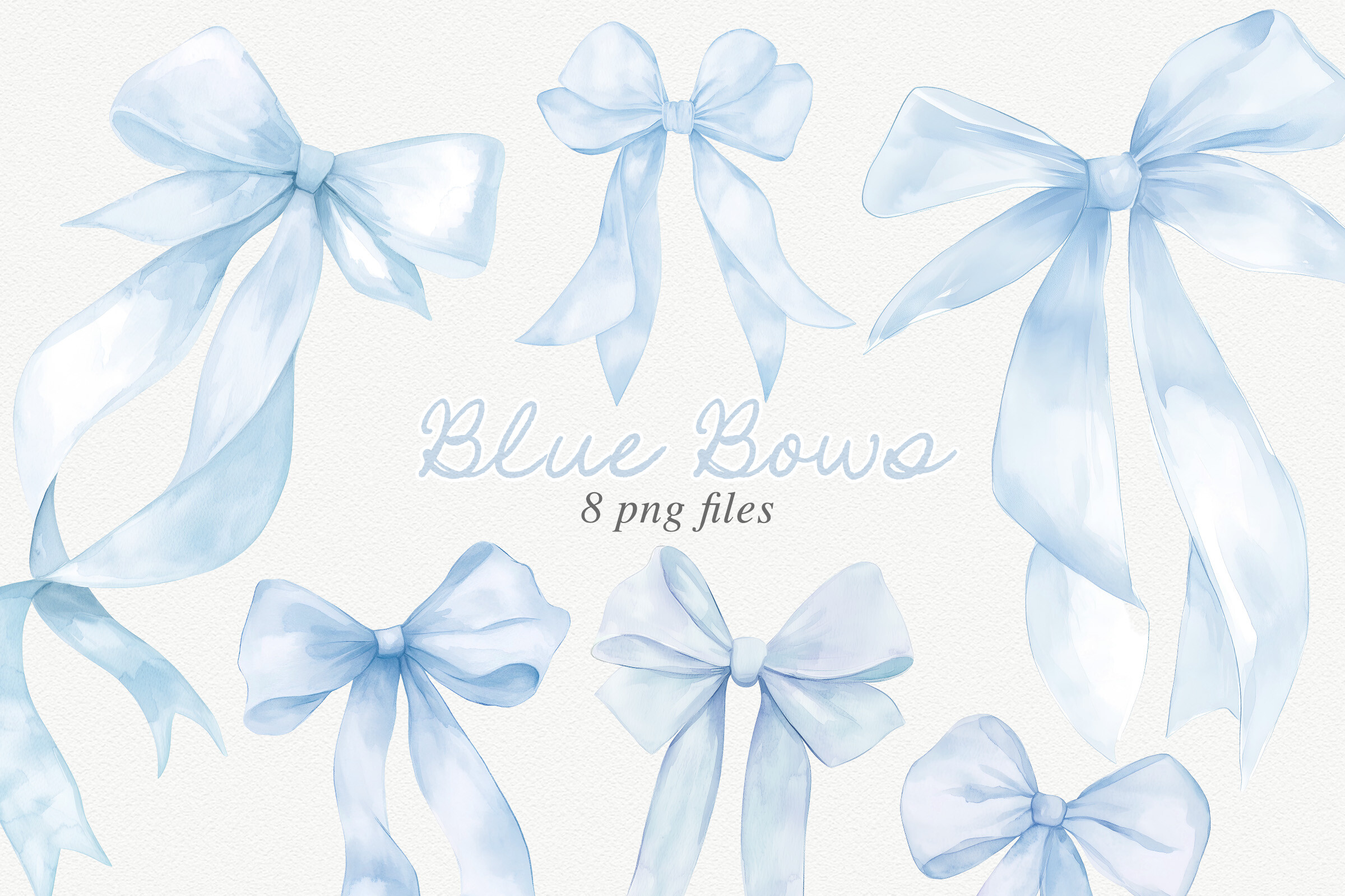 Blue Watercolor Bow Clipart
