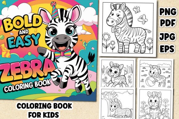 Bold & Easy Zebra Coloring Book for Kids