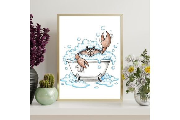 Bubble Bath Crab Printable Wall Art