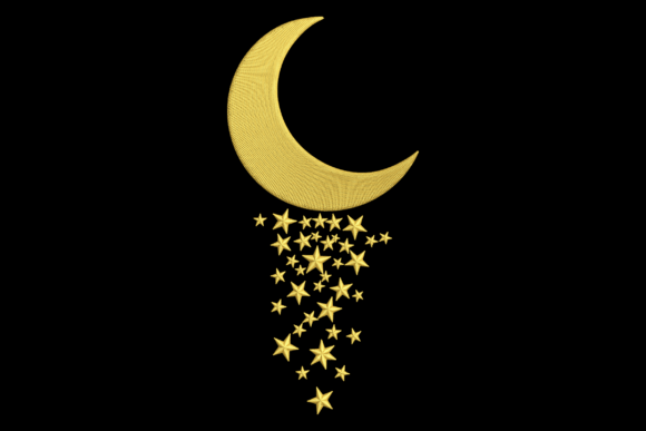 Celestial Crescent Moon and Stars