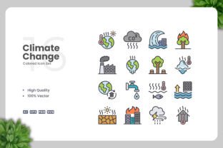 Climate Change Color Icons Graphic by upnowgraphic · Creative Fabrica