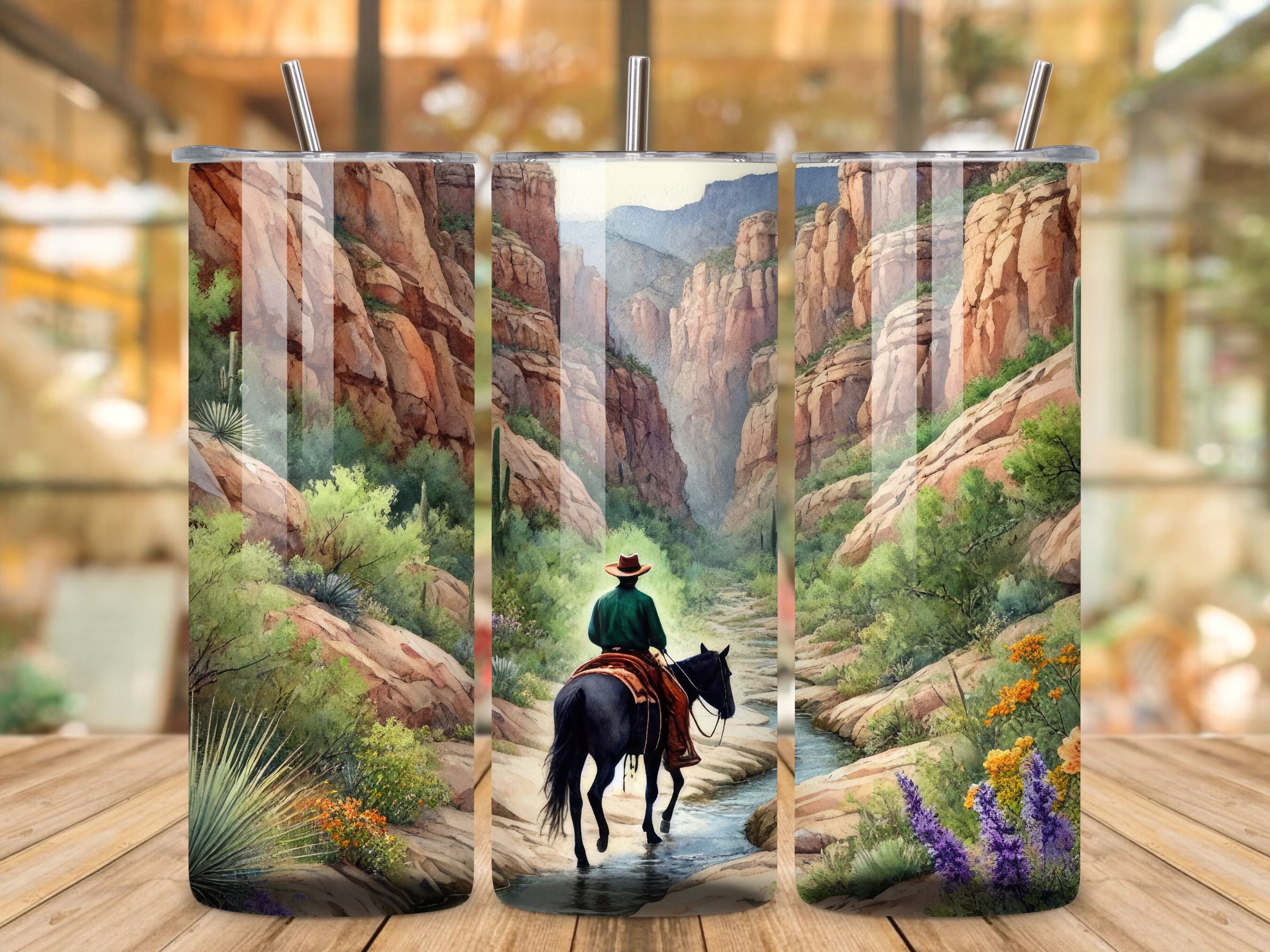 Cowboy and Horse 20 OZ Tumbler Wrap Graphic by Art Zone · Creative Fabrica