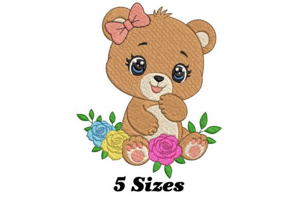 Cute Baby Bear with Floral Wreath