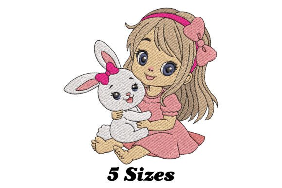 Cute Little Girl Hugging Bunny