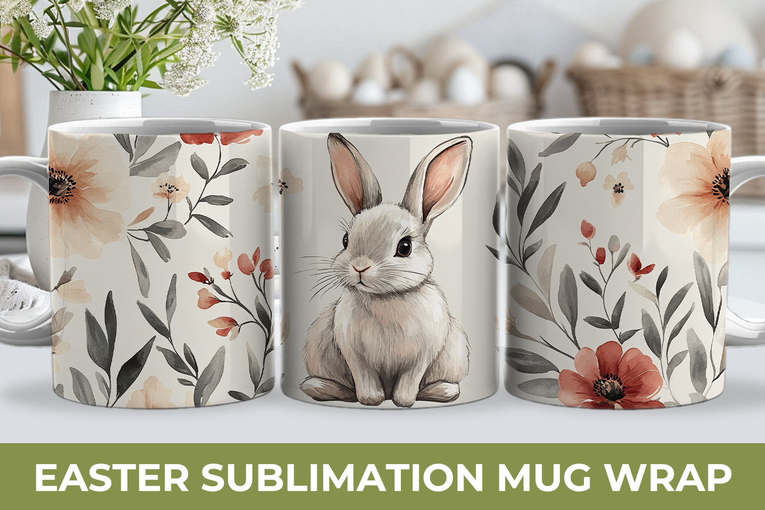 Easter Mug Wrap, Bunny Mug Wrap Graphic by KMarinaDesign · Creative Fabrica