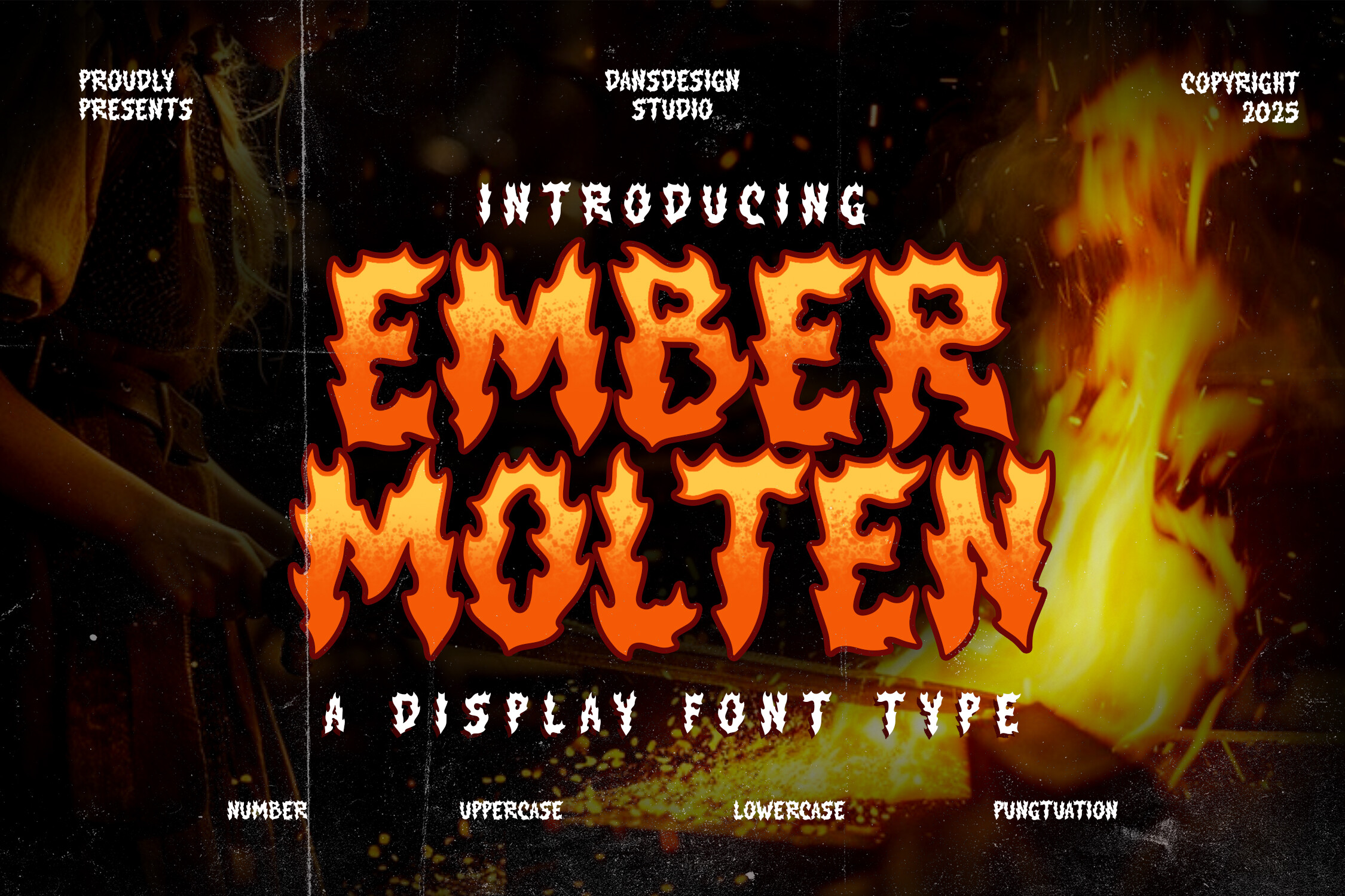 Ember Molten font preview in a blackletter style
