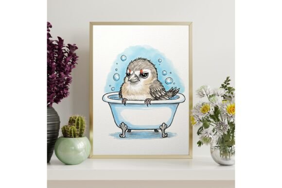 Grumpy Bird Bathroom Decor