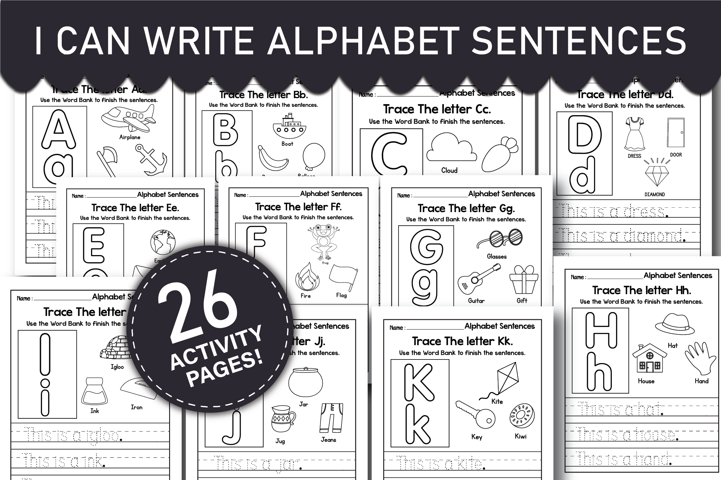 I Can Write Alphabet Sentences Worksheet