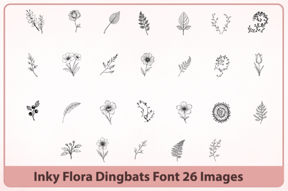 Inky Flora Font PNG with transparent background - Preview 1