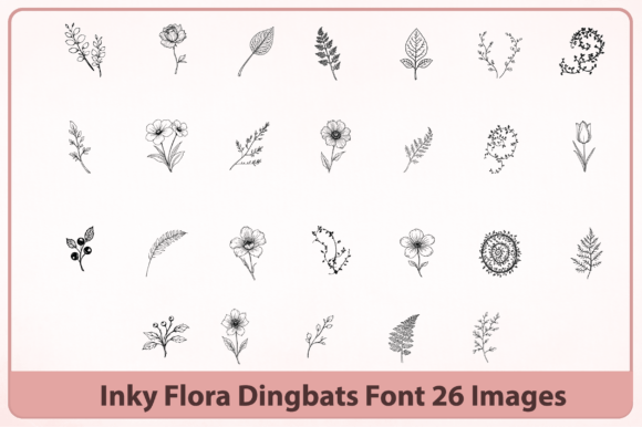 Inky Flora Font PNG with transparent background - Preview 2