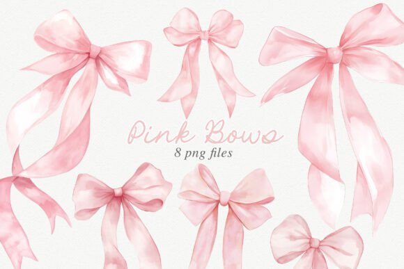 Pink Watercolor Bow Clipart