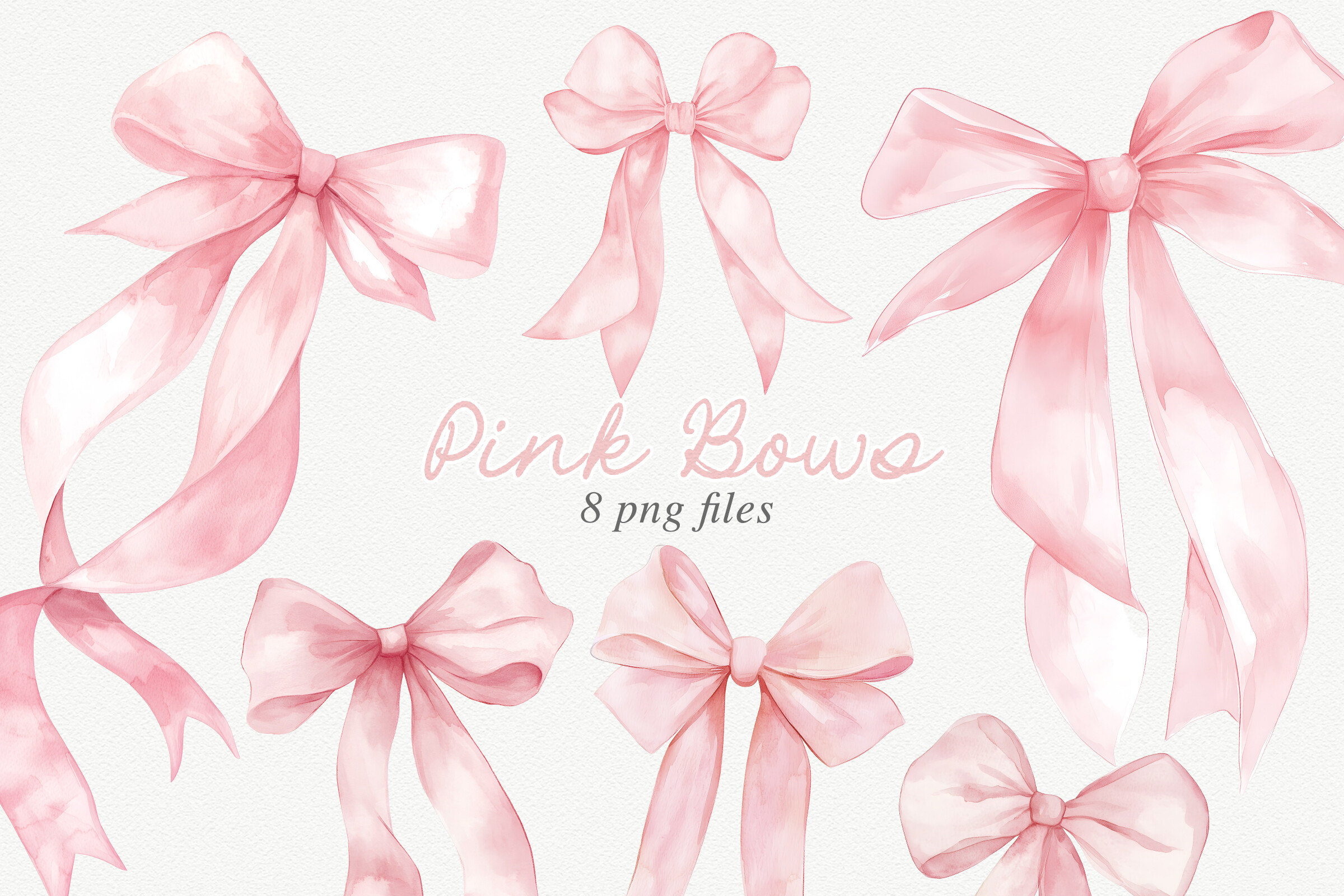 Pink Watercolor Bow Clipart