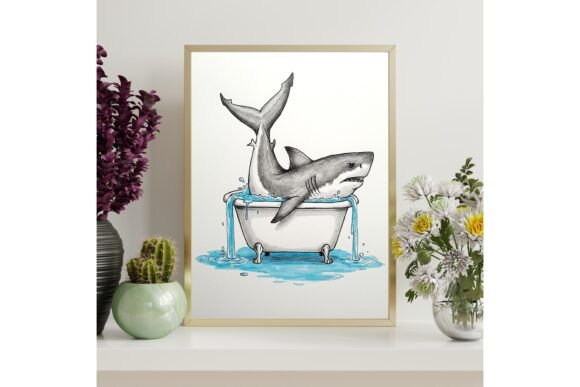 Printable Funny Shark Wall Art