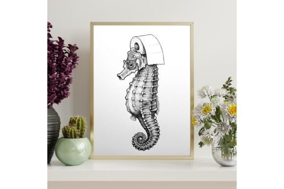 Sea Horse Printable Bathroom Wall Art