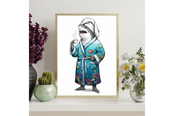 Shark Printable Wall Art - Bathrobe