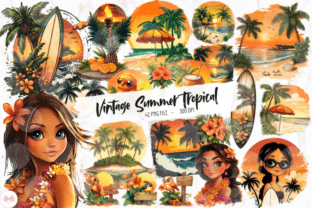 Vintage Summer Tropical Clipart Graphic by Markicha Art · Creative Fabrica