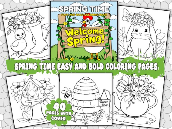 Spring Time Easy and Bold Coloring Pages