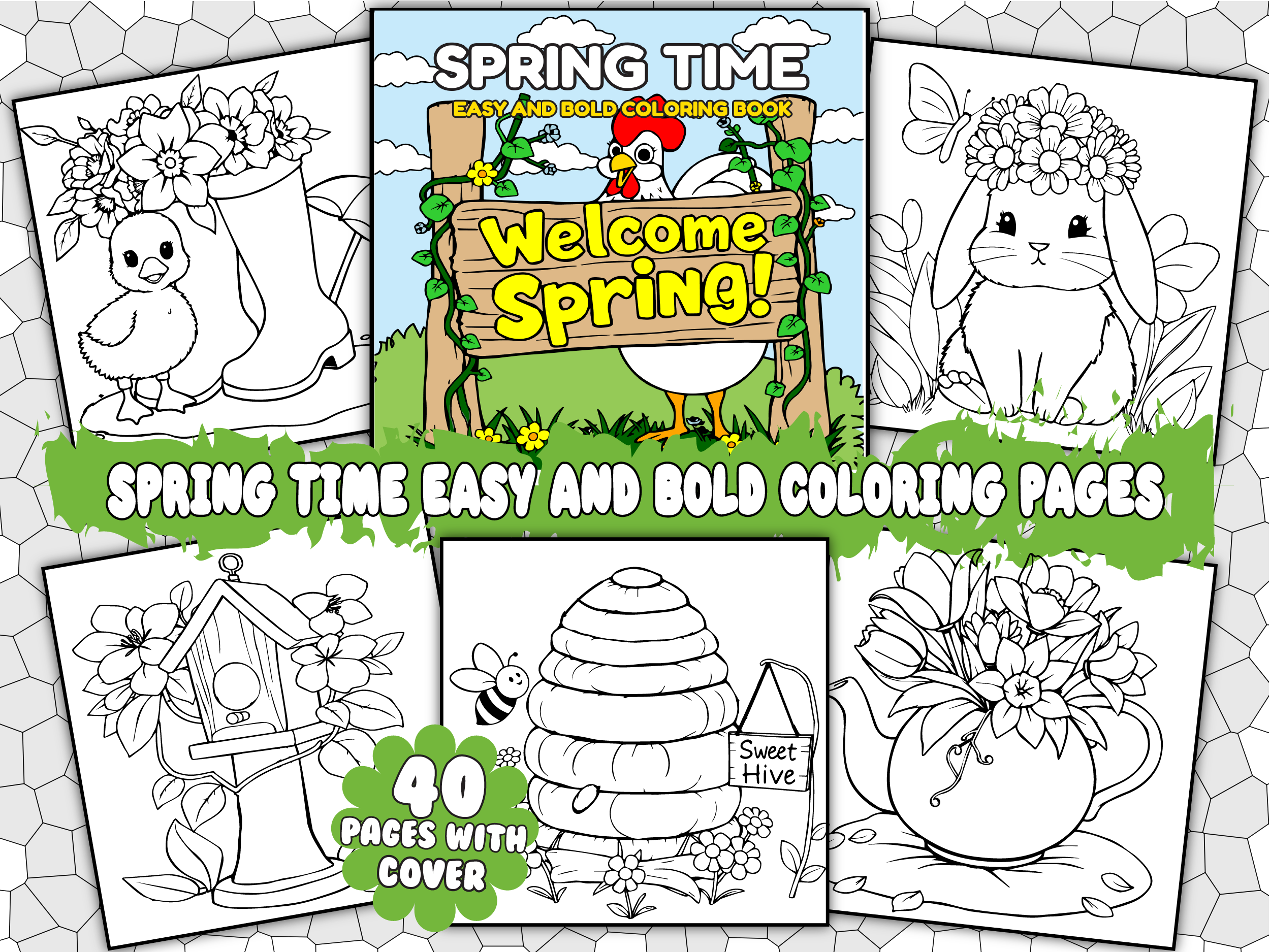 Spring Time Easy and Bold Coloring Pages