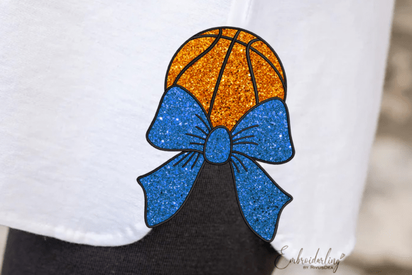 Basketball Side Bow Applique Embroidery