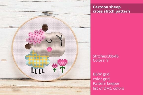 Cartoon Sheep Cross Stitch Pattern