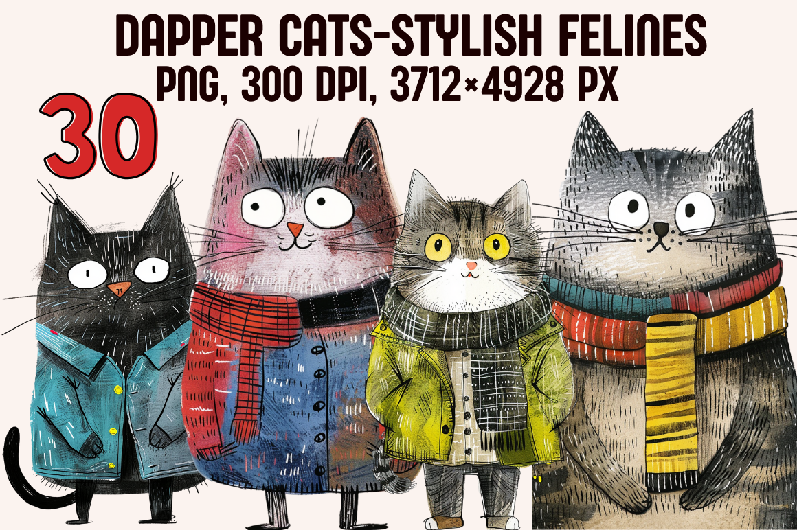 Dapper Cats: Stylish Felines Collection Graphic by DogSassy Designs ...