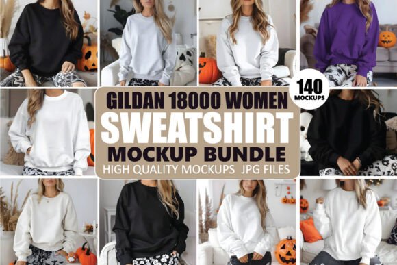 Gildan 18000 Sweatshirt Mockup Bundle