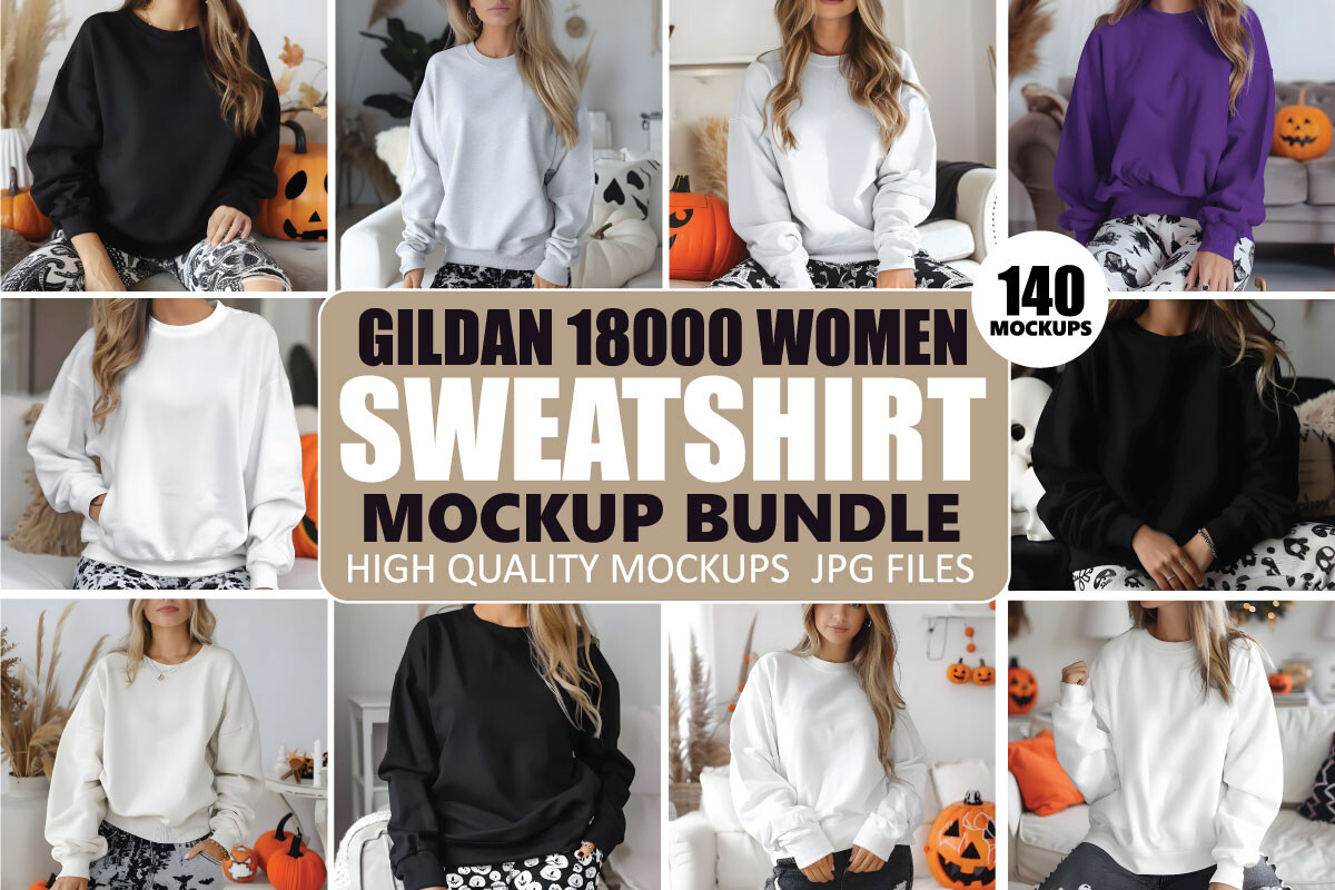 Gildan 18000 Sweatshirt Mockup Bundle