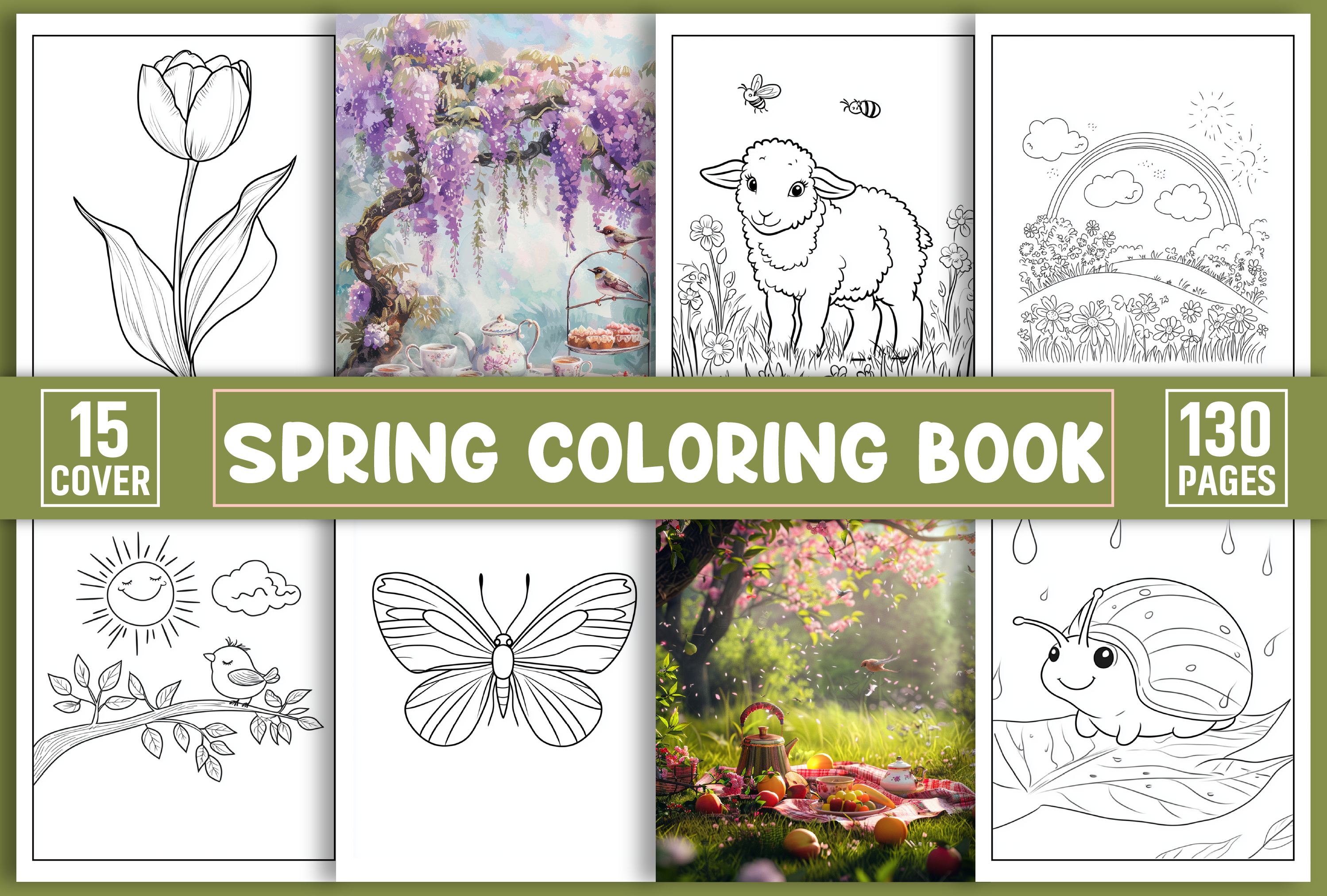 Spring Coloring Pages for Adults Graphic by Design Wave · Creative Fabrica