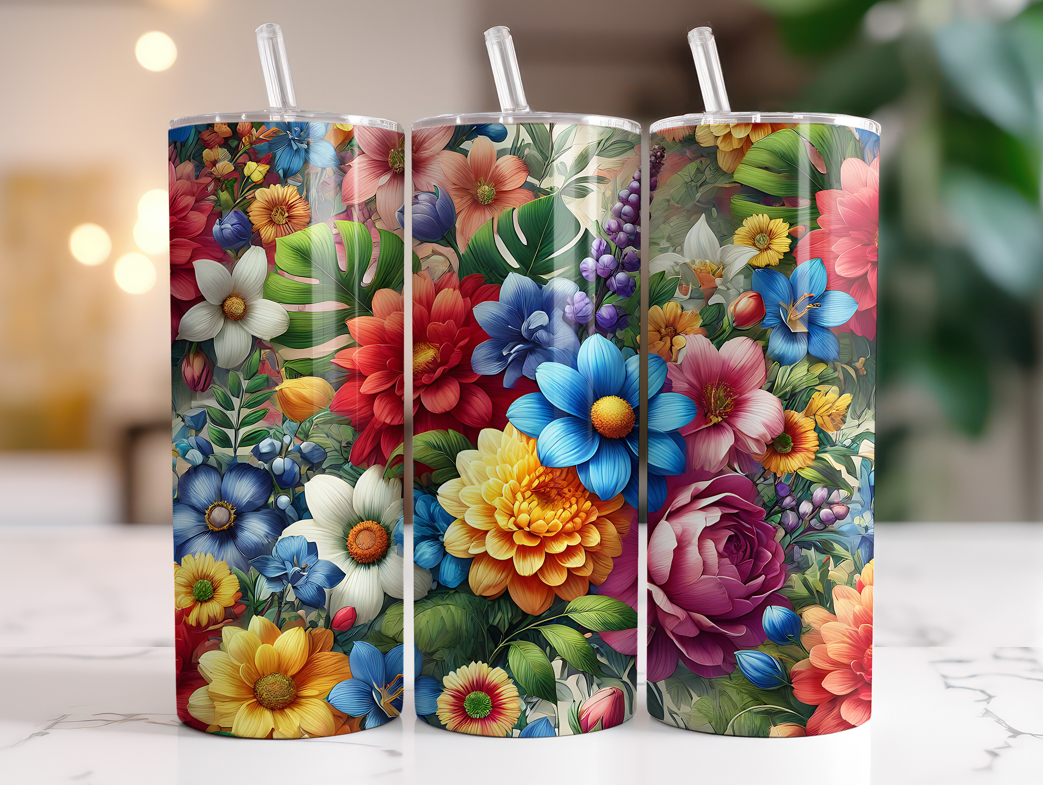 Vibrant Flower 20 Oz Tumbler Wrap Design Graphic by RahatKDP · Creative ...