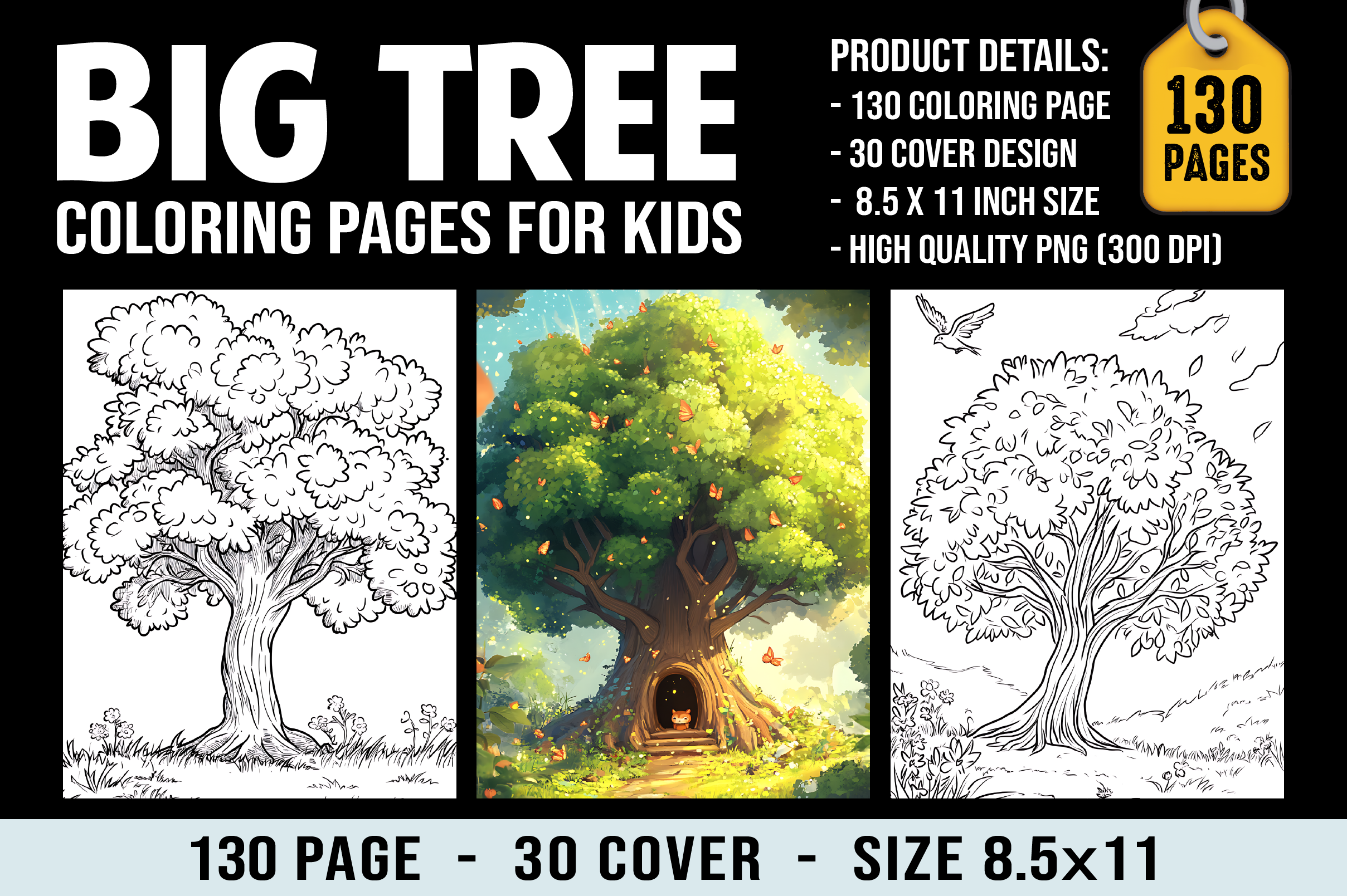 130 Big Tree Coloring Pages for Kids