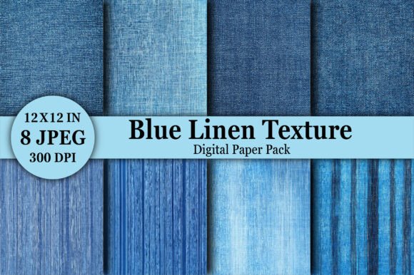 Blue Linen Texture, Paper Set