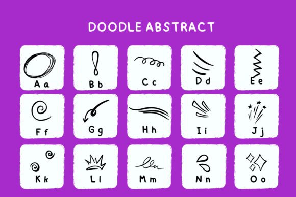 Doodle Abstract Font PNG with transparent background - Preview 1