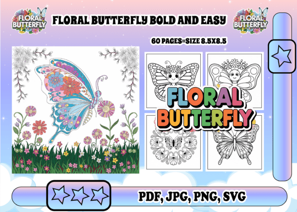 60 Floral Butterfly Coloring Book for Adult