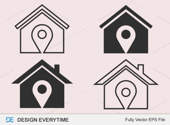 Home Location Icon, House Icon, GPS