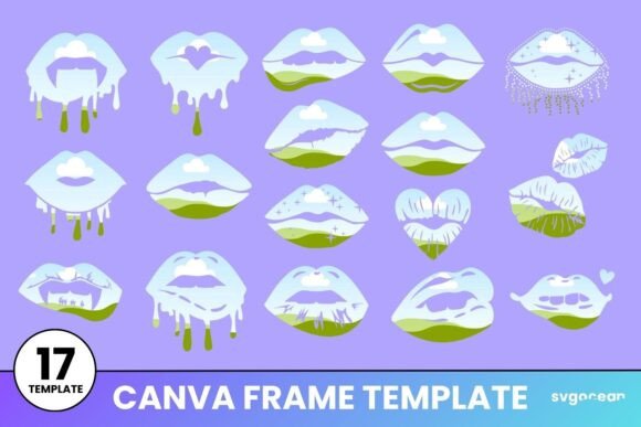 Kiss Lips Canva Frames Bundle