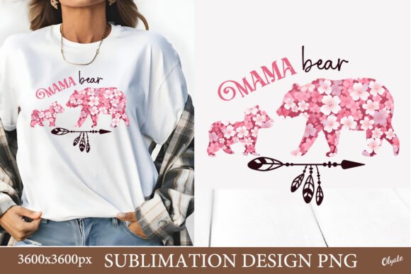 Mama Bear Sublimation PNG. Mother Day PN