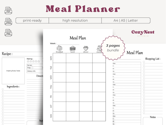 Meal Planner Template Recipe Card PDF